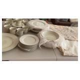 HKF157 - A Collection Of Momoyama Fine China & 2 Beautiful Tablecloths 