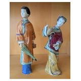HKF195- Vintage Chinese Figures Women Pouring Tea And Women In Orange 