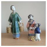 HKF210- Chinese Porcelain Figurines Teacher And Lady With Baskets 