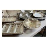 HKF215- Sliver Plated Serving Trays And Bone China Dishes!