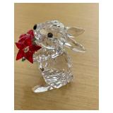 HKF254 - Swarovski Crystal Collectibles - “Rabbit With Poinsettias”