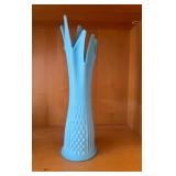 HKF289 - Fenton blue satin swung vase 