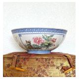 HKF325- Vintage Chinese Eggshell Porcelain Bowl With Floral Motif