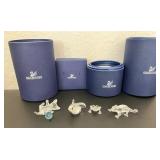 HKF369- Swarovski Crystal: “Kitten With Ball”, “Chameleon”, “Baby Frog”, & “ Baby Rabbit”