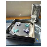 HKF370- Swarovski Crystal Magnetic Butterflies & Candle Holder 