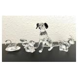 HKF379- Swarovski Crystal Dog, W/ Mini: Goat, Puppy, Pelican, & Goat