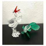 HKF381- Swarovski Crystal Collectibles, “Stork With Baby” & “Siamese Fighting Fish” 