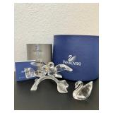 HKF383- Swarovski Crystal Collectibles, “Turtledoves” & “Signum Swan”