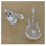 HKF394 - Swarovski Crystal Collectibles - "Violin" & "Sitting Cat"
