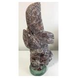 EHE066- Granite Mayan Sculpture With Glass Base