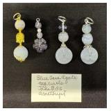 EHE103 - Myrna Lee Chang Blue Lace Agate Jade Beads Amethyst Pendants 
