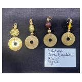 EHE127 - Myrna Lee Chang Vintage Coins (Replica) Glaze Agate Pendants 