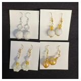 EHE131 Four Pairs of Myrna Lee Chang White Onyx And Freshwater Pearl Earrings 