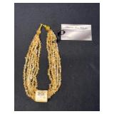 EHE134 Myrna Lee Chang 6-Strand Citrine Topaz Necklace with Bone