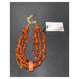 EHE136 Myrna Lee Chang 4-Strand Amber Necklace
