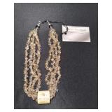 EHE137 Myrna Lee Chang 4-Strand Grey Mineral Necklace with Bone