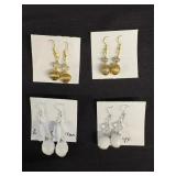 EHE140 Myrna Lee Chang Two Beads, White Onyx, Lucite Crown Flower Earrings