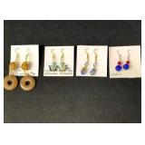 EHE143 - Myrna Lee Chang Jade, Ladis, Enamel Butterfly, & Hand Made Glass Earrings