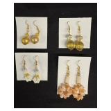 EHE152 Myrna Lee Chang White Onyx, FW Pearl, Vintage Bead, And Puka Shell Earrings 