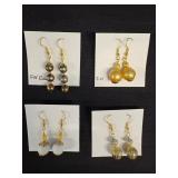 EHE154 Myrna Lee Chang Two FW Pearl, Vintage Bead, White onyx Earrings 