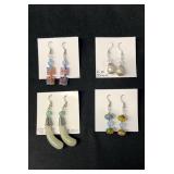 EHE157 - Myrna Lee Chang Jade, Fresh Water Pearl, & Handmade Glass Earrings