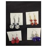 EHE170 Myrna Lee Chang Amethyst, Peach Seed, Lucite, Crystal Earrings