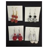 EHE171 Myrna Lee Chang Lucite Crown Flower, Lucite, Peach seed, Crystal Earrings 