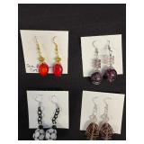 EHE172 Myrna Lee Chang Glass Blown Fish, Crystal Agate, And Sea Bamboo Coral Earrings 