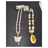 EHE178 Myrna Lee Chang Two Handcrafted Necklaces with Jade