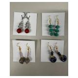 EHE229 Myrna Lee Chang Turquoise Sea Bamboo Coral And Two Agate Earrings