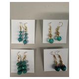 EHE237 Myrna Lee Chang Crystal, Turquoise, Lucite, Wood Earrings