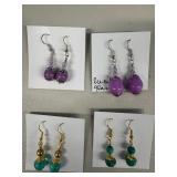 EHE243 Myrna Lee Chang Lucite with beads, Crystal, Lucite, Agate Earrings