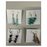 EHE249 Myrna Lee Chang Turquoise, Lucite, Amethyst, Agate Earrings
