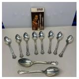 EHE317 - Large Lot of Vintage Sterling Silver Spoons and Vintage Gorham Sterling Brochure