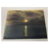 EHE341 - Very RARE Ray Jerome Baker Hand Colored Photograph 2 of 3 Full Moon Beach Scene