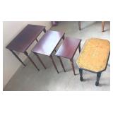 KVS001 3 Vintage Nesting Table Plus 4th Table With Gold Inlay