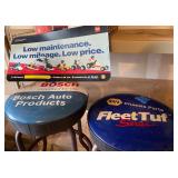 KVS033 - Two Vintage Bosch & Napa Shop Stools 