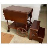 KVS058 - Vintage Wooden Step-Stool& Tea Cart