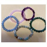 MHH047 Five Polished Stone Beaded Bracelets New