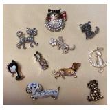 MHH048 Ten Cat & Dog Costume Jewelry Brooches