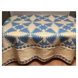MHH058 Queen Size Yellow & Blue Handmade Quilt With Matching Pillow Shams