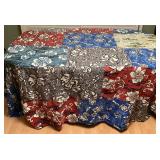 MHH060 Large Vintage Hawaiian Print Barkcloth Patchwork Quilt 