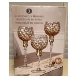 MHH106 Set Of Three Beautiful Glass Candle Holders New