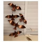 MHH141 MCM Copper Toned Metal Bird Wall Hanging & Seagull Sculpture 