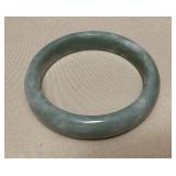 MHH170 Green & White Jade Bangle Bracelet New 