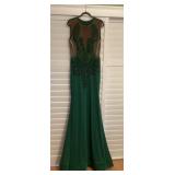 MHH194 Beaded Emerald Green Evening Gown XS
