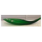 MHH198 Vintage Blenko Green Glass Horn Cornucopia 21”