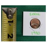 FDC003 A 1990 Blank Off-Center Error Lincoln Penny