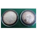 FDC005 A 2000 Walking Liberty 1 oz. & Liberty 1 oz. Silver Art Round
