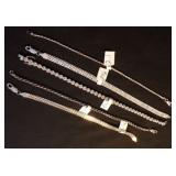 FDC022 Five Unique Silver Chain Bracelets 